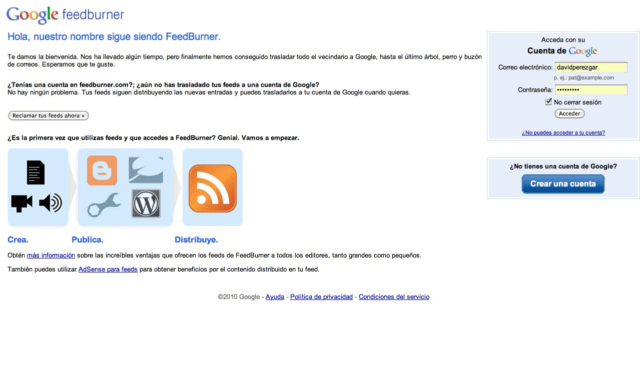 Feedburner como suscriptor de Feeds