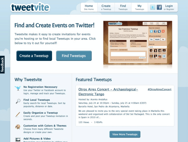 Tweetvite - Haz invitaciones de eventos en Twitter
