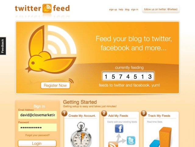 Twitter feed publica tu blog en Twitter