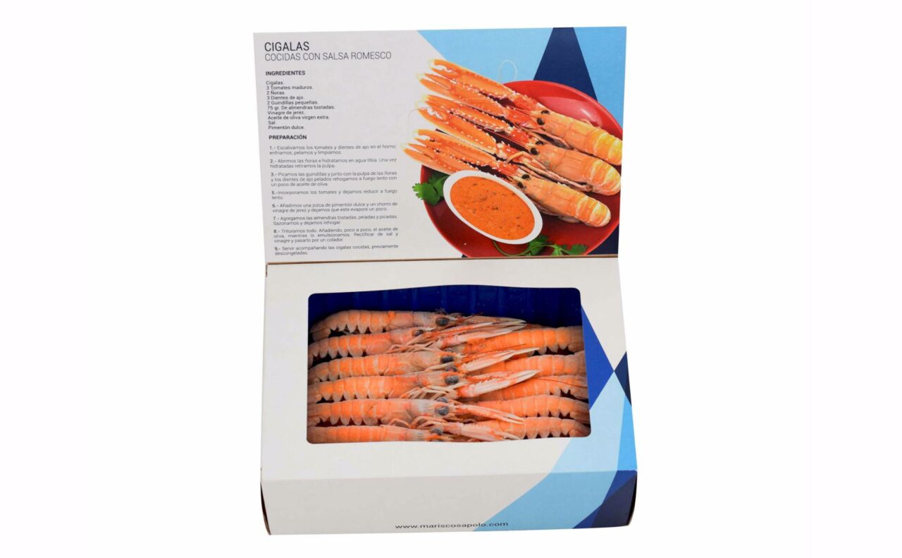 Fotografía de producto fotografia de producto cigalas congeladas