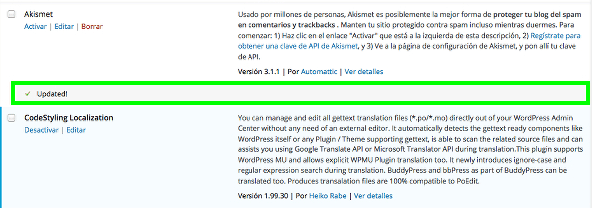 actualizaciones de plugins
