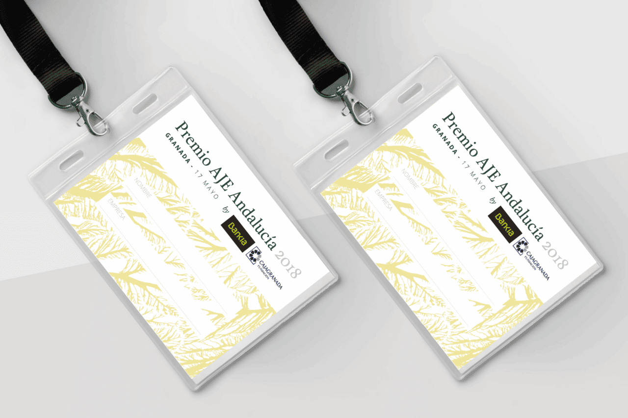 Diseño Gráfico Acreditación Premios AJE Andalucía 2018
