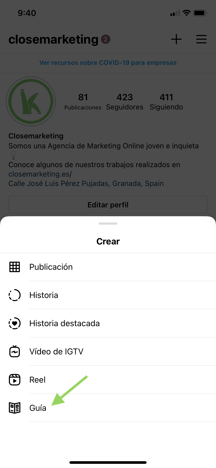 Paso Dos Crear Una Guia En Instagram