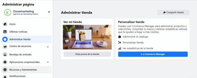 Herramienta Commerce Manager de Facebook