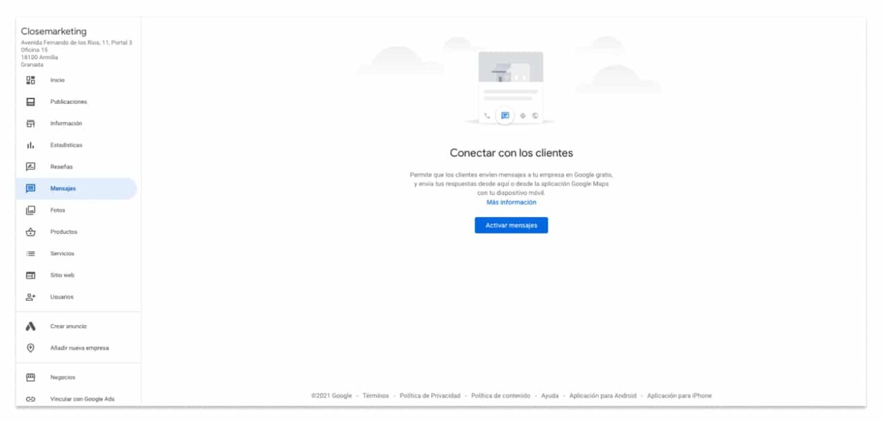 Servicio Mensajeria Google My Business