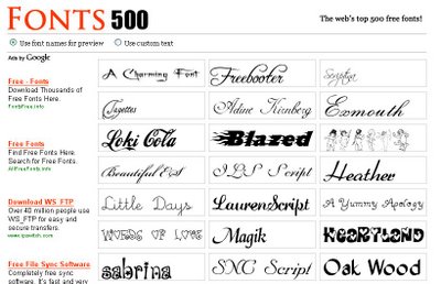 500 Tipografías más usadas para descargar directamente fonts500
